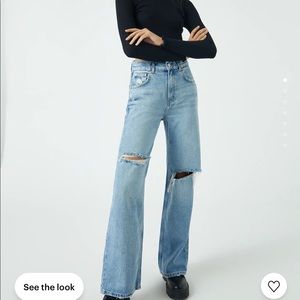 pull&bear flare / baggy distressed jeans lightwash
